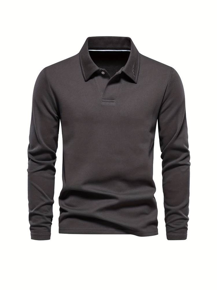 Męska koszulka polo z długim rękawem, miękka, wygodna, nowoczesny krój, codzienna, elegancka odzież na co dzień