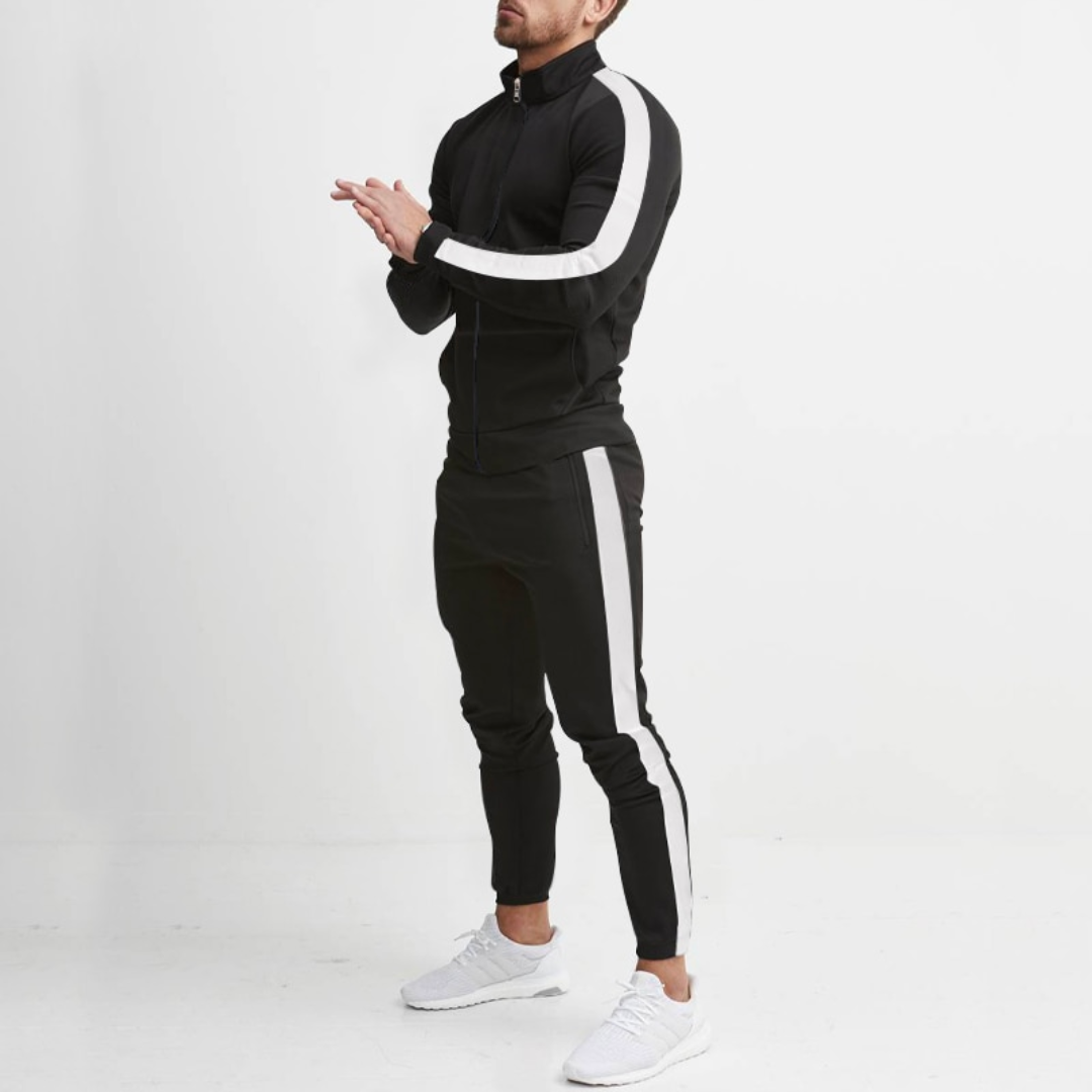 Męski zestaw dresowy Slim Fit – Gładki dres na zamek do aktywnych i codziennych dni