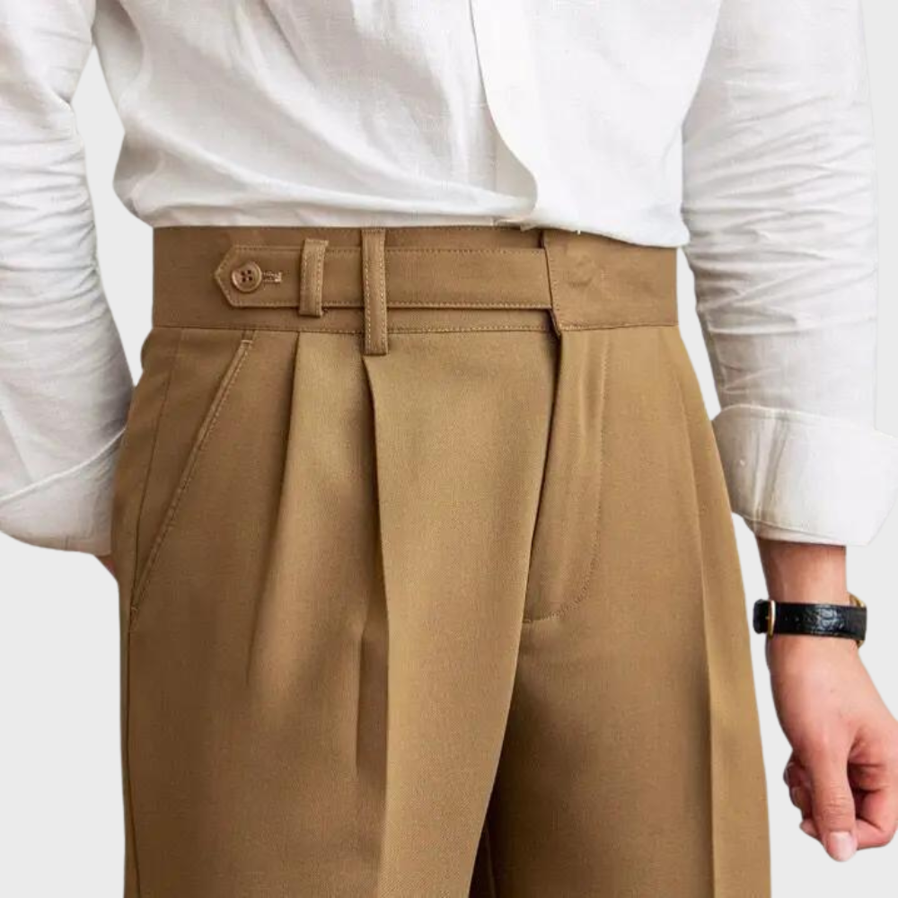 Męskie Spodnie w Stylu Tailored z Plisami, Elegancki Krój do Biura