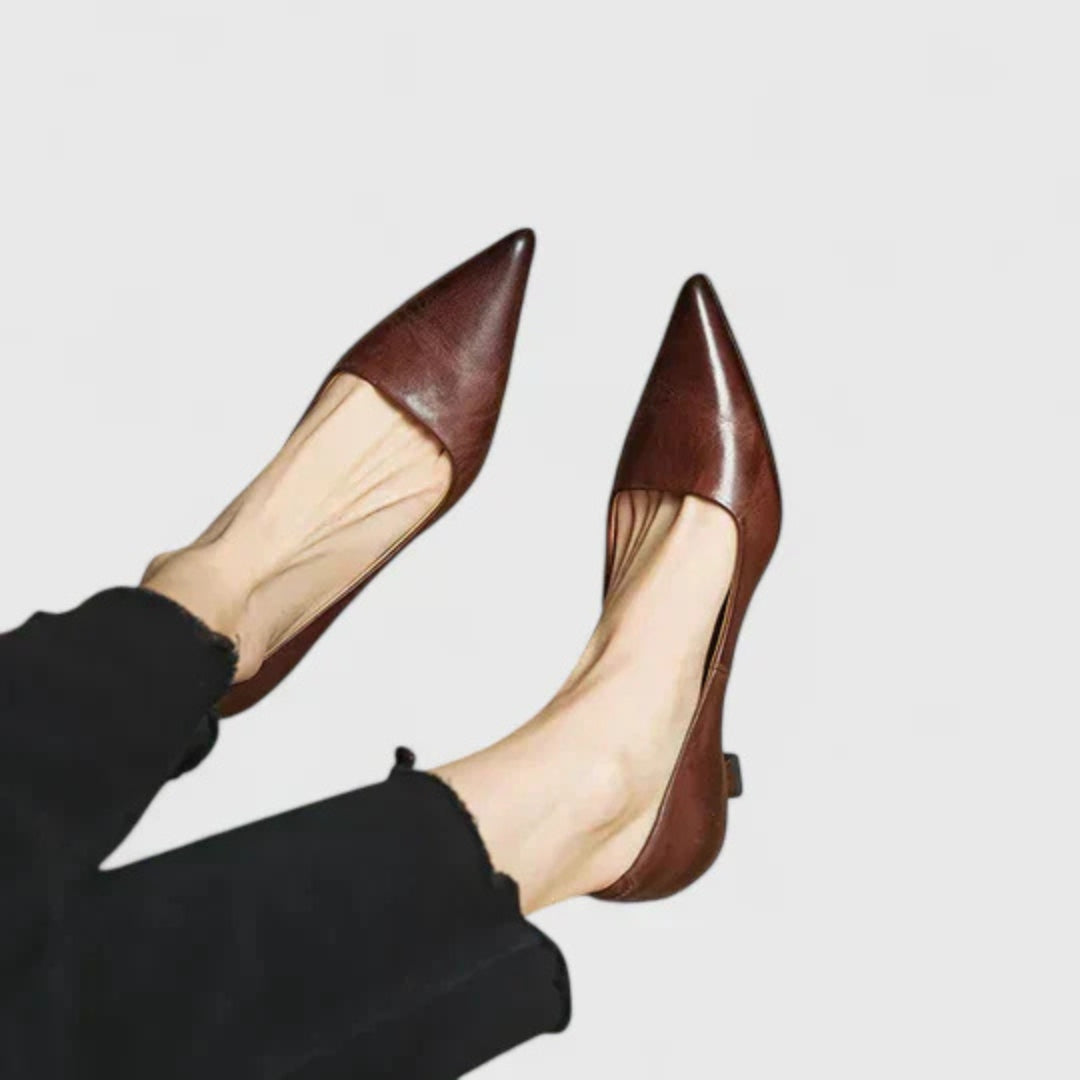 Damskie Czółenka na Niskim Obcasie z Ostro zakończonym Nosem – Eleganckie Buty do Biura i na Wieczór