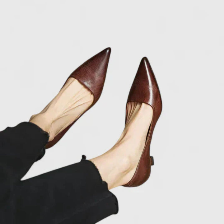 Damskie Czółenka na Niskim Obcasie z Ostro zakończonym Nosem – Eleganckie Buty do Biura i na Wieczór