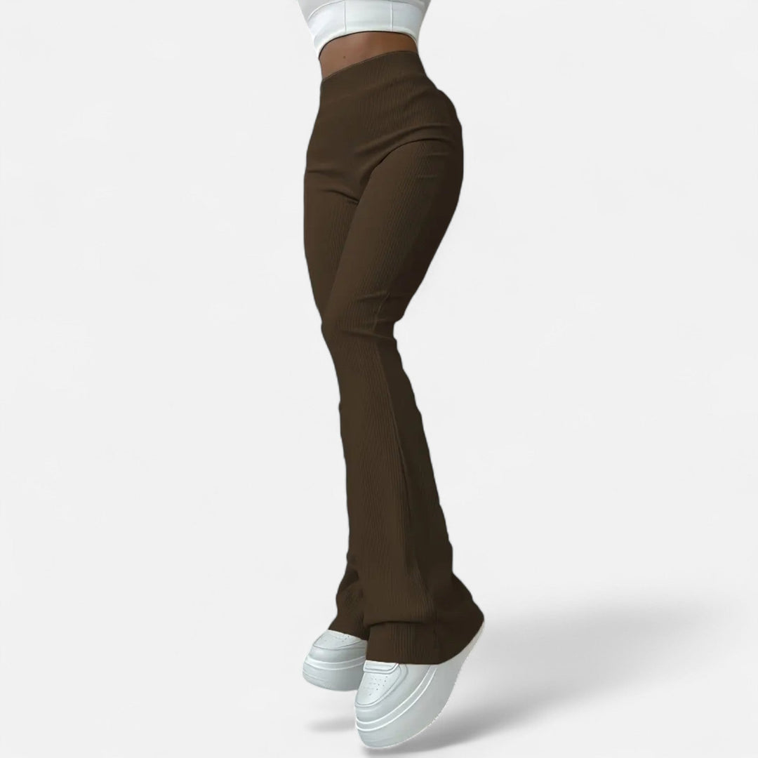 Valmonti | Damskie Legginsy Slim – Elegancja z Wysokim Stanem i Prążkowanym Wzorem