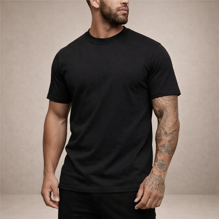 Męska koszulka bawełniana o slim fit z okrągłym dekoltem