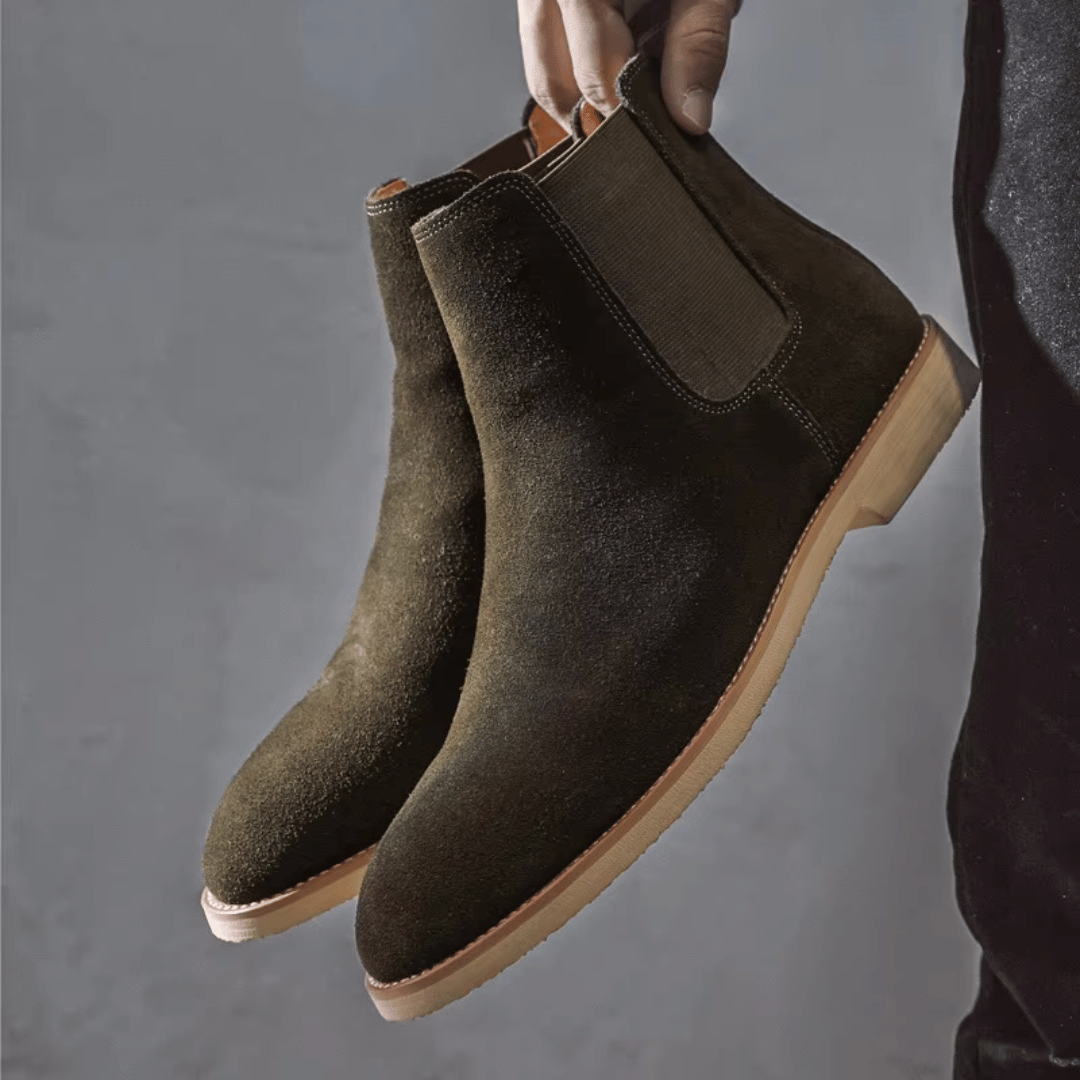 Męskie zamszowe buty klasyczne, wsuwane, w stylu ankle do codziennego i smart-casual