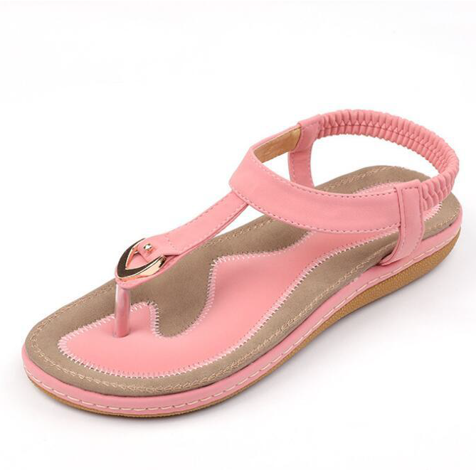 Kobiece sandały T Strap z elastycznym tyłem i amortyzacją, letni komfort