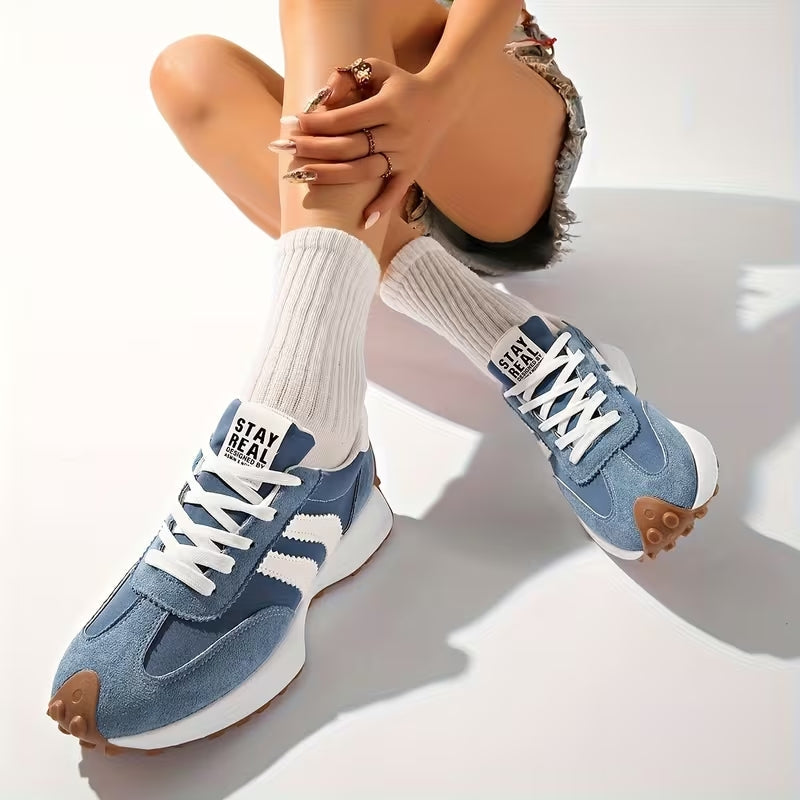 Damskie Retro Platformowe Sneakersy Biegowe Zamszowe Trenerki