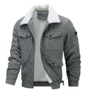 Męska sztruksowa kurtka z kołnierzem z baranka