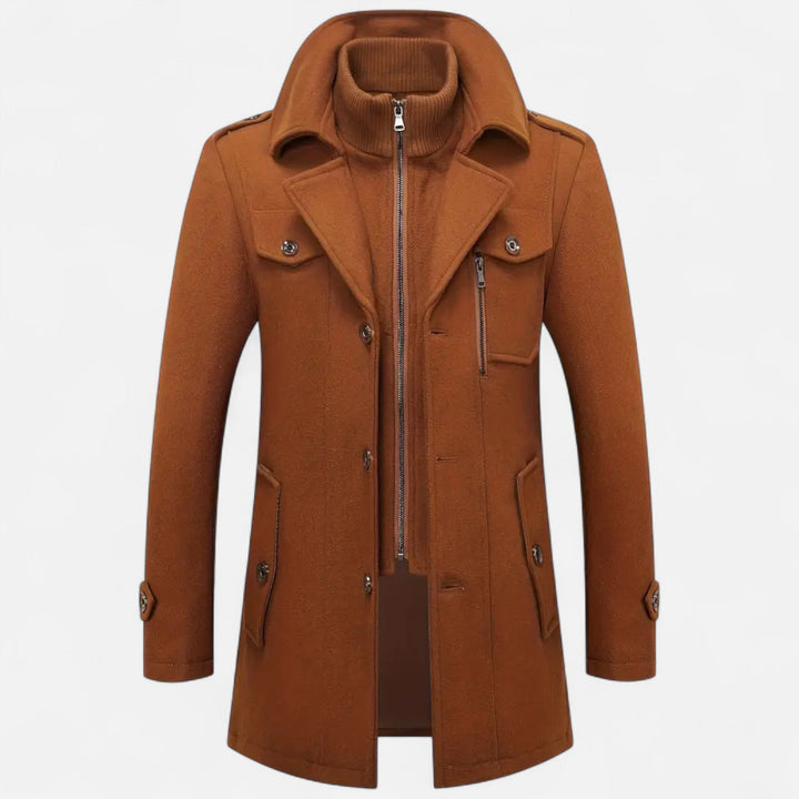 Valmonti | Męski płaszcz tweedowy slim-fit