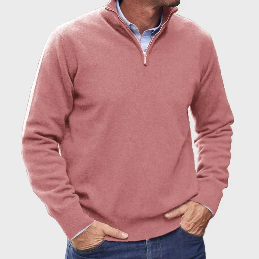 Męski sweter z kołnierzem typu quarter-zip – Elegancka warstwa na smart casualowe jesienne stylizacje