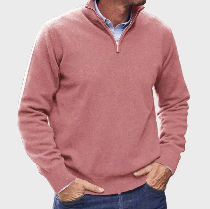 Męski sweter z kołnierzem typu quarter-zip – Elegancka warstwa na smart casualowe jesienne stylizacje