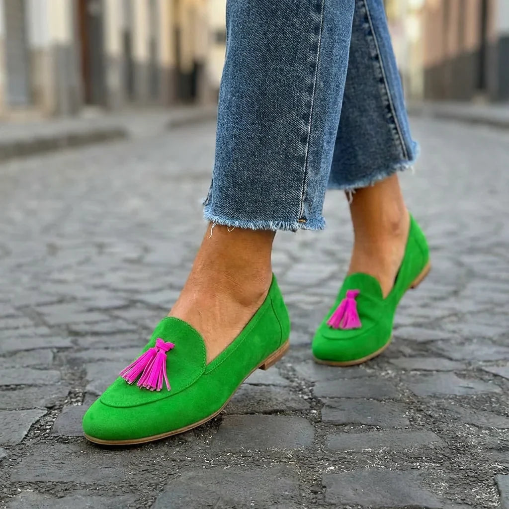 Damskie zamszowe mokasyny – Wygodne płaskie buty do biura i na weekend