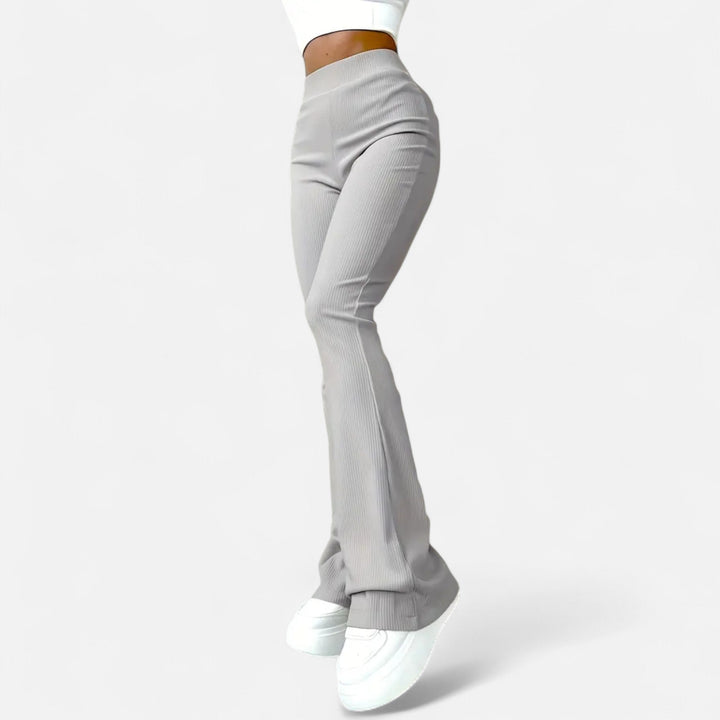 Valmonti | Damskie Legginsy Slim – Elegancja z Wysokim Stanem i Prążkowanym Wzorem