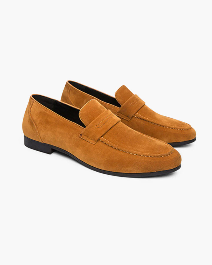 Męskie zamszowe mokasyny penny eleganckie buty o niskim profilu