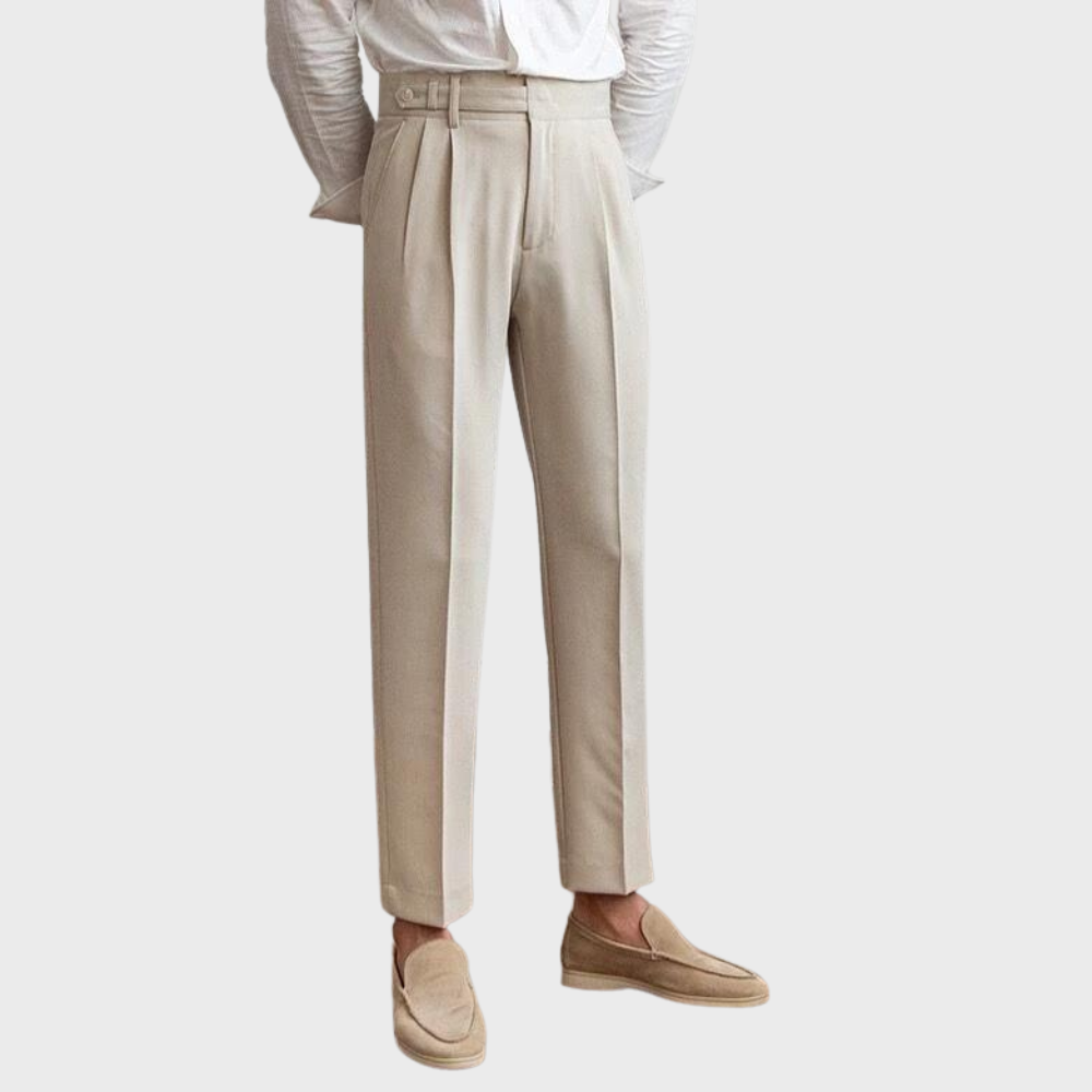 Męskie Spodnie w Stylu Tailored z Plisami, Elegancki Krój do Biura