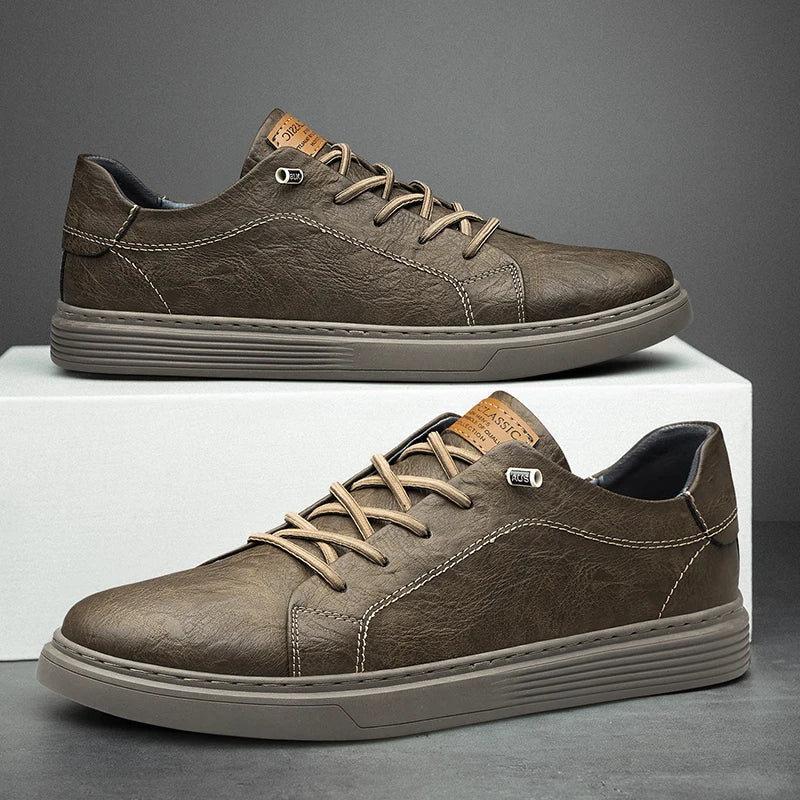 Męskie Minimalistyczne Sneakersy Oxford na Sznurowadła