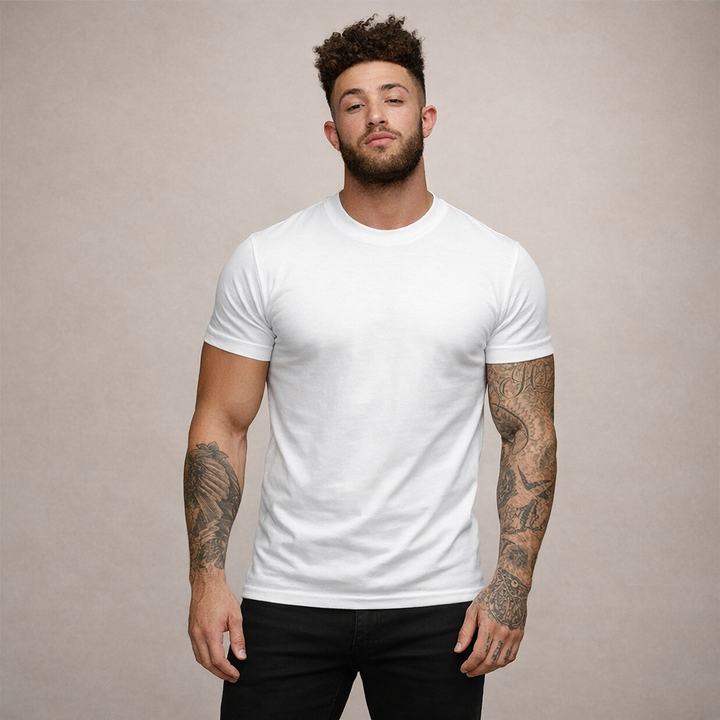 Męska koszulka bawełniana o slim fit z okrągłym dekoltem