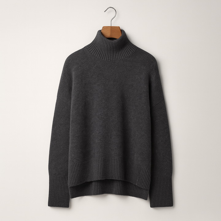 Damski sweter z mieszanki kaszmiru z golfem – miękki materiał na jesień i zimę