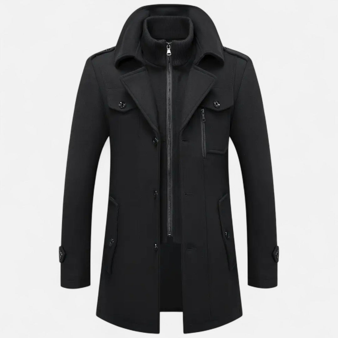 Valmonti | Męski płaszcz tweedowy slim-fit