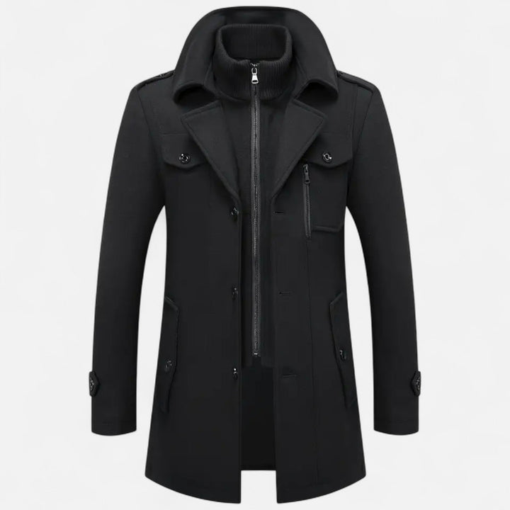 Valmonti | Męski płaszcz tweedowy slim-fit