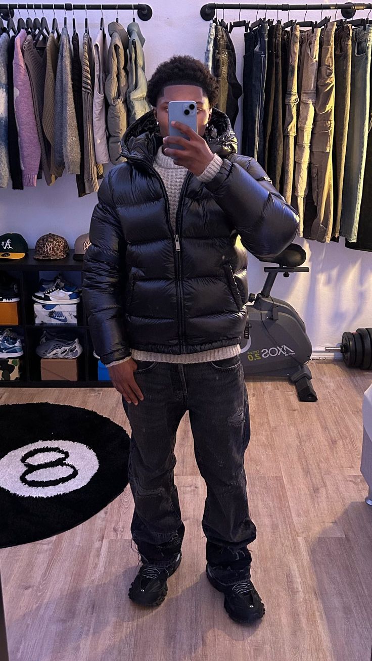 Męska kurtka pikowana z podszewką sherpa i kapturem – Ciepła kurtka puchowa na świeżym powietrzu i do streetwearu