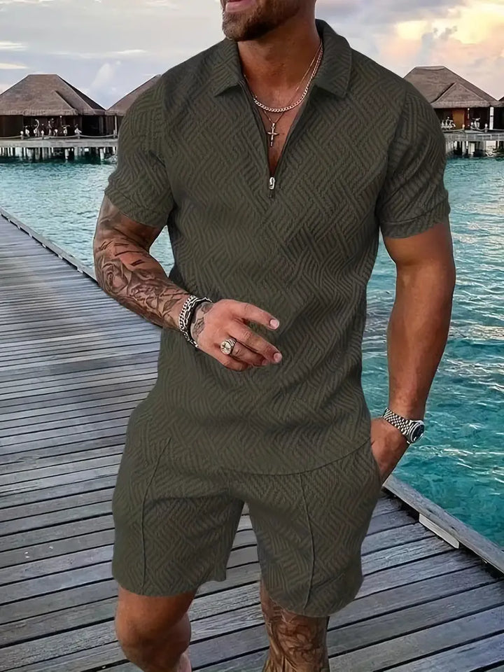 Męski Stylowy Zestaw Dwuczęściowy Premium Casual Smart Outfit Wygodny Nowoczesny Element Garderoby