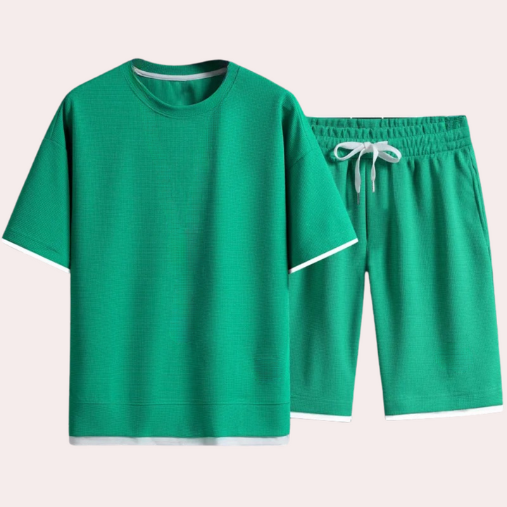 Męski Dwuczęściowy Zestaw Lounge Minimalistyczny T-Shirt i Szorty