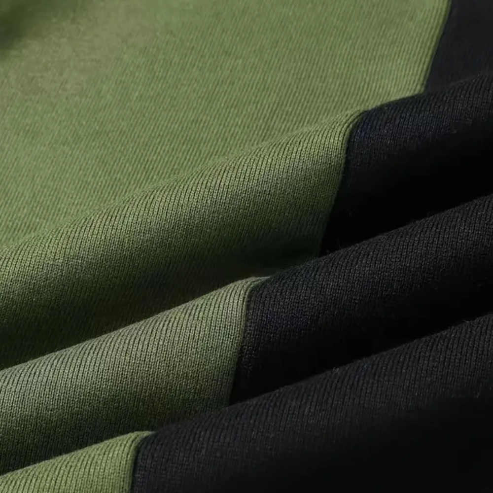 Męska Bluza z Kapturem z Kontrastowym Panelem, Luźna, Casual Streetwear, Sweter