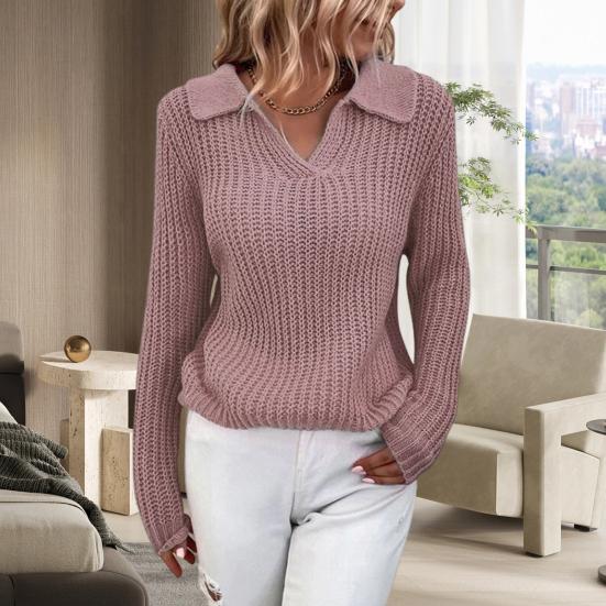 Damski Sweter z Dekoltem w Serek i Pleconym Wzorem