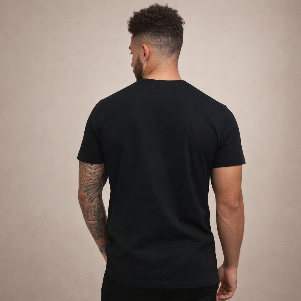 Męska koszulka bawełniana o slim fit z okrągłym dekoltem