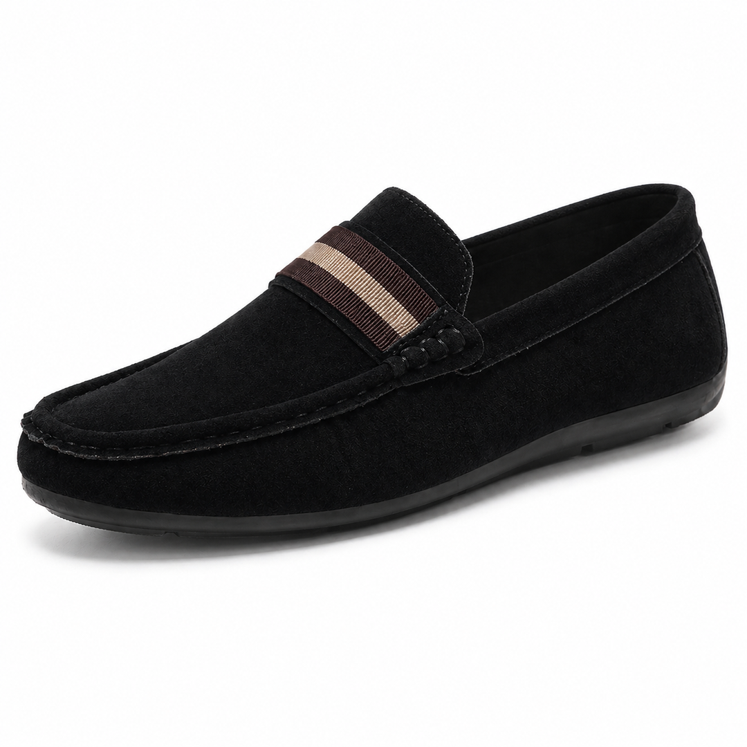 Męskie Mokasyny Slip On z Paskiem w Paski Lekkie Buty Casual