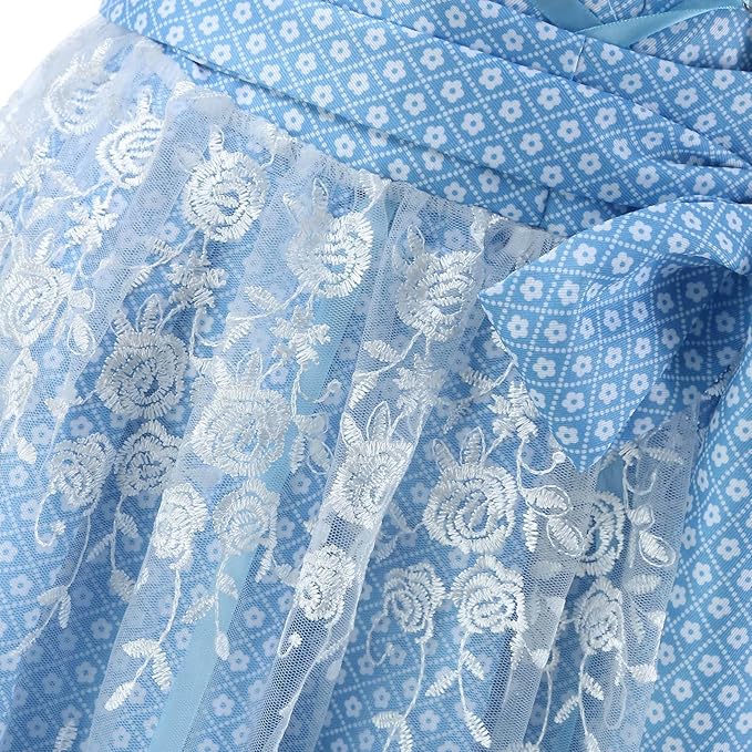 Sukienka Dirndl z Haftem i Koronką z Fasonem w Talii