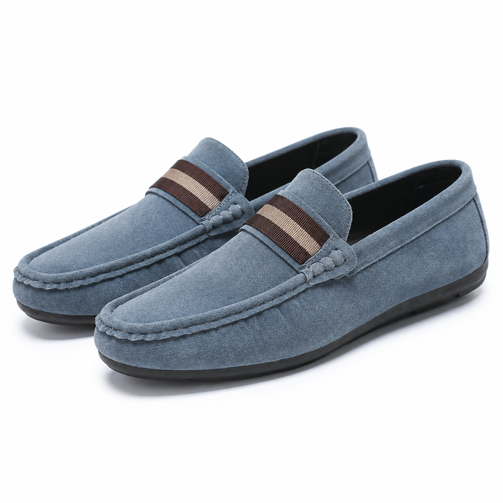 Męskie Mokasyny Slip On z Paskiem w Paski Lekkie Buty Casual