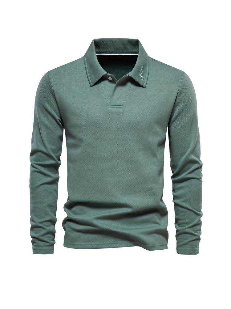 Męska koszulka polo z długim rękawem, miękka, wygodna, nowoczesny krój, codzienna, elegancka odzież na co dzień