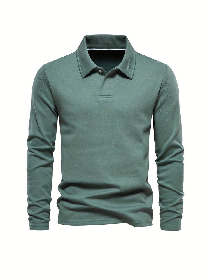 Męska koszulka polo z długim rękawem, miękka, wygodna, nowoczesny krój, codzienna, elegancka odzież na co dzień