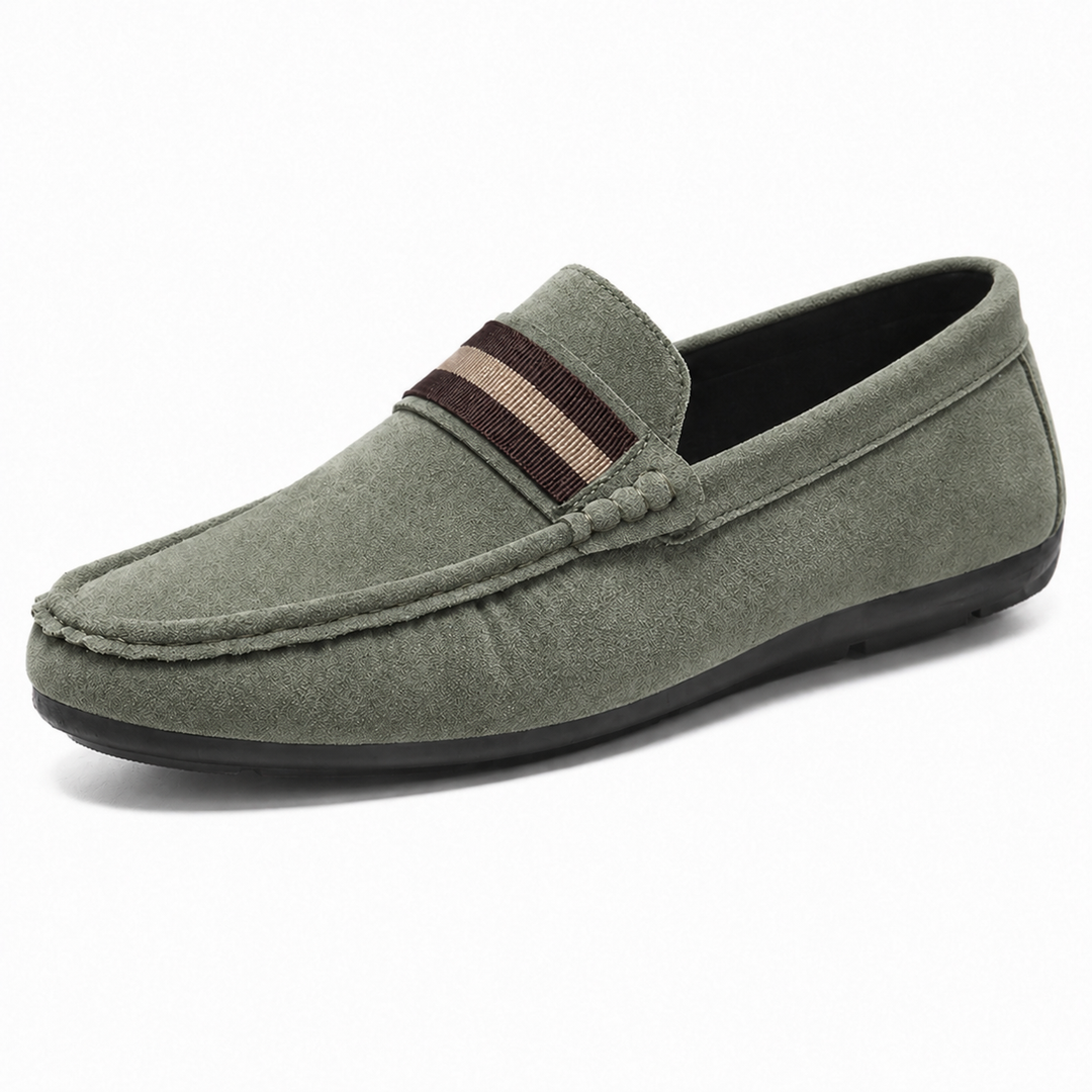 Męskie Mokasyny Slip On z Paskiem w Paski Lekkie Buty Casual