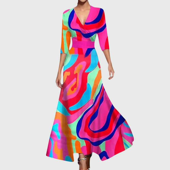Damska Kwiatowa Sukienka Maxi z Zawiązaniem Elegancki Styl na Okazje