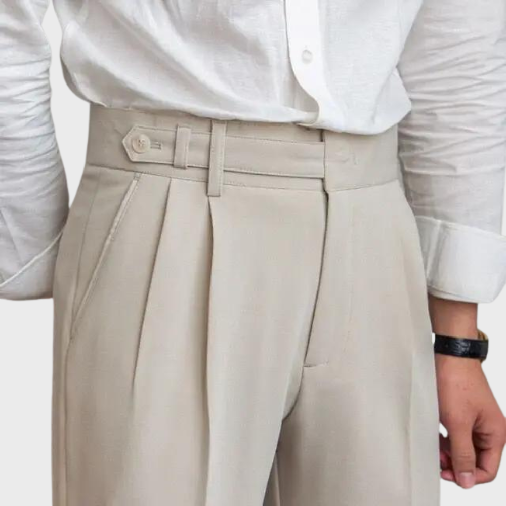Męskie Spodnie w Stylu Tailored z Plisami, Elegancki Krój do Biura