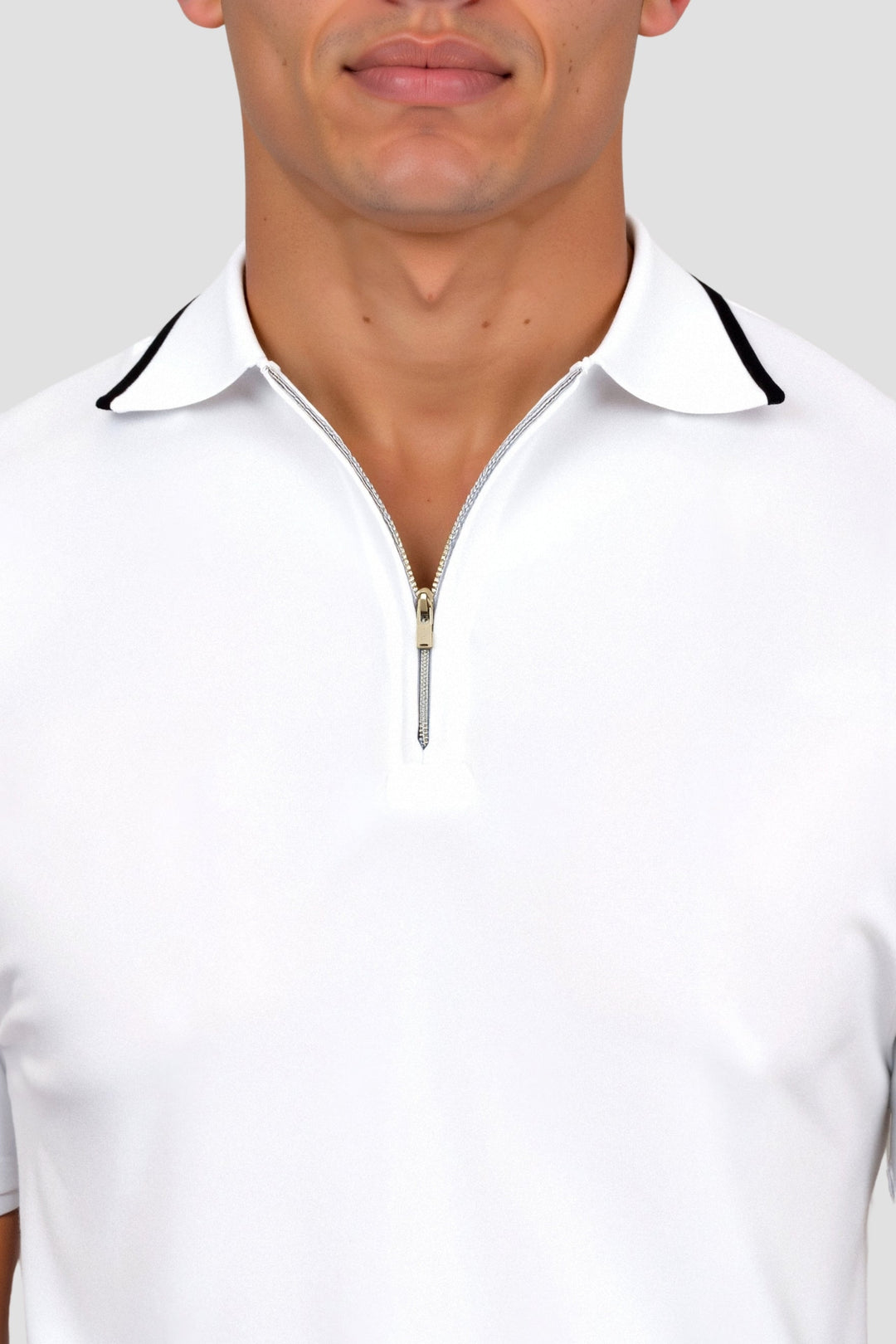 Męska koszulka polo z zamkiem, smart casual, letnia, dziana