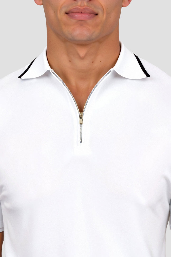 Męska koszulka polo z zamkiem, smart casual, letnia, dziana