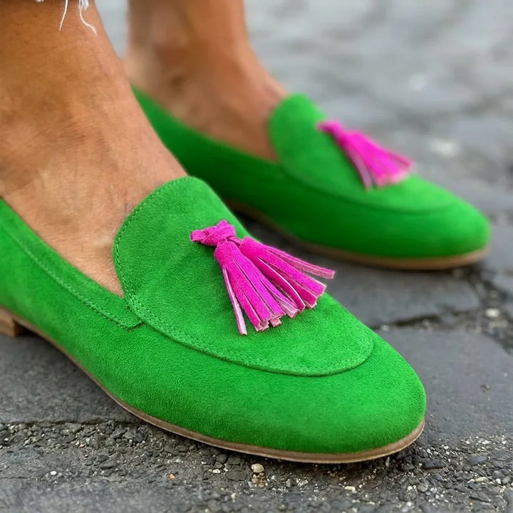 Damskie zamszowe mokasyny – Wygodne płaskie buty do biura i na weekend