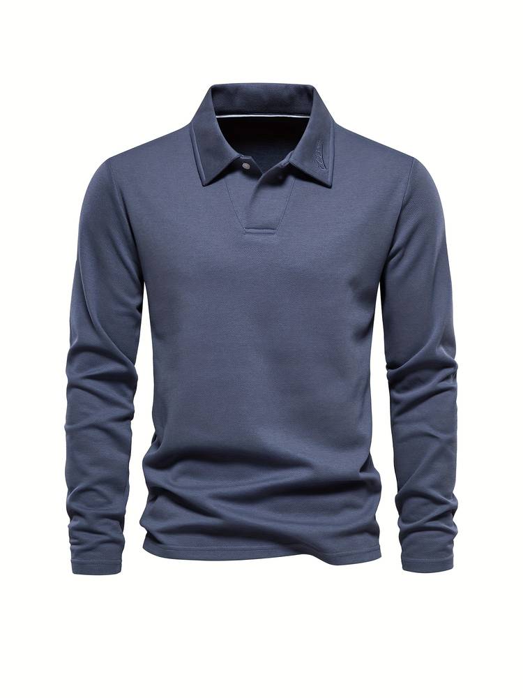 Męska koszulka polo z długim rękawem, miękka, wygodna, nowoczesny krój, codzienna, elegancka odzież na co dzień