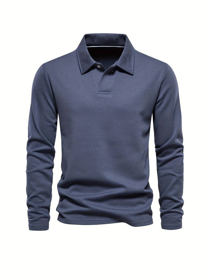 Męska koszulka polo z długim rękawem, miękka, wygodna, nowoczesny krój, codzienna, elegancka odzież na co dzień
