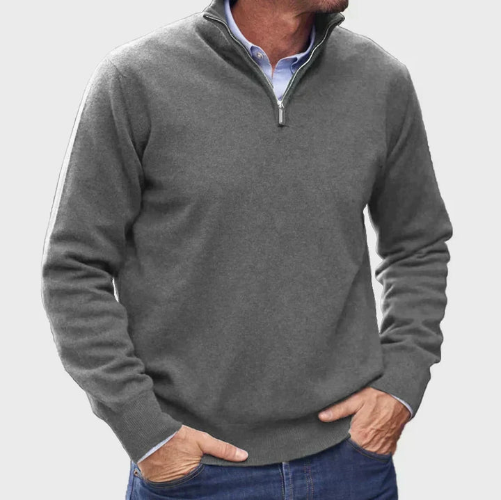 Męski sweter z kołnierzem typu quarter-zip – Elegancka warstwa na smart casualowe jesienne stylizacje