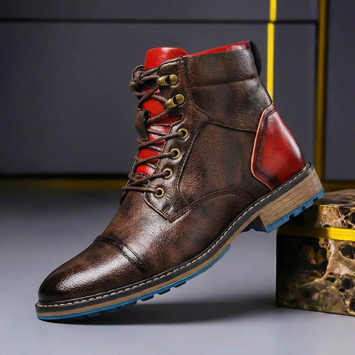 Męskie Botki z Prawdziwej Skóry – Sznurowane w Stylu Kostki do Smart Casual i Zimowego Użytkowania
