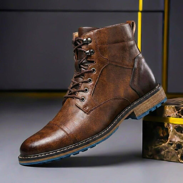 Męskie Botki z Prawdziwej Skóry – Sznurowane w Stylu Kostki do Smart Casual i Zimowego Użytkowania