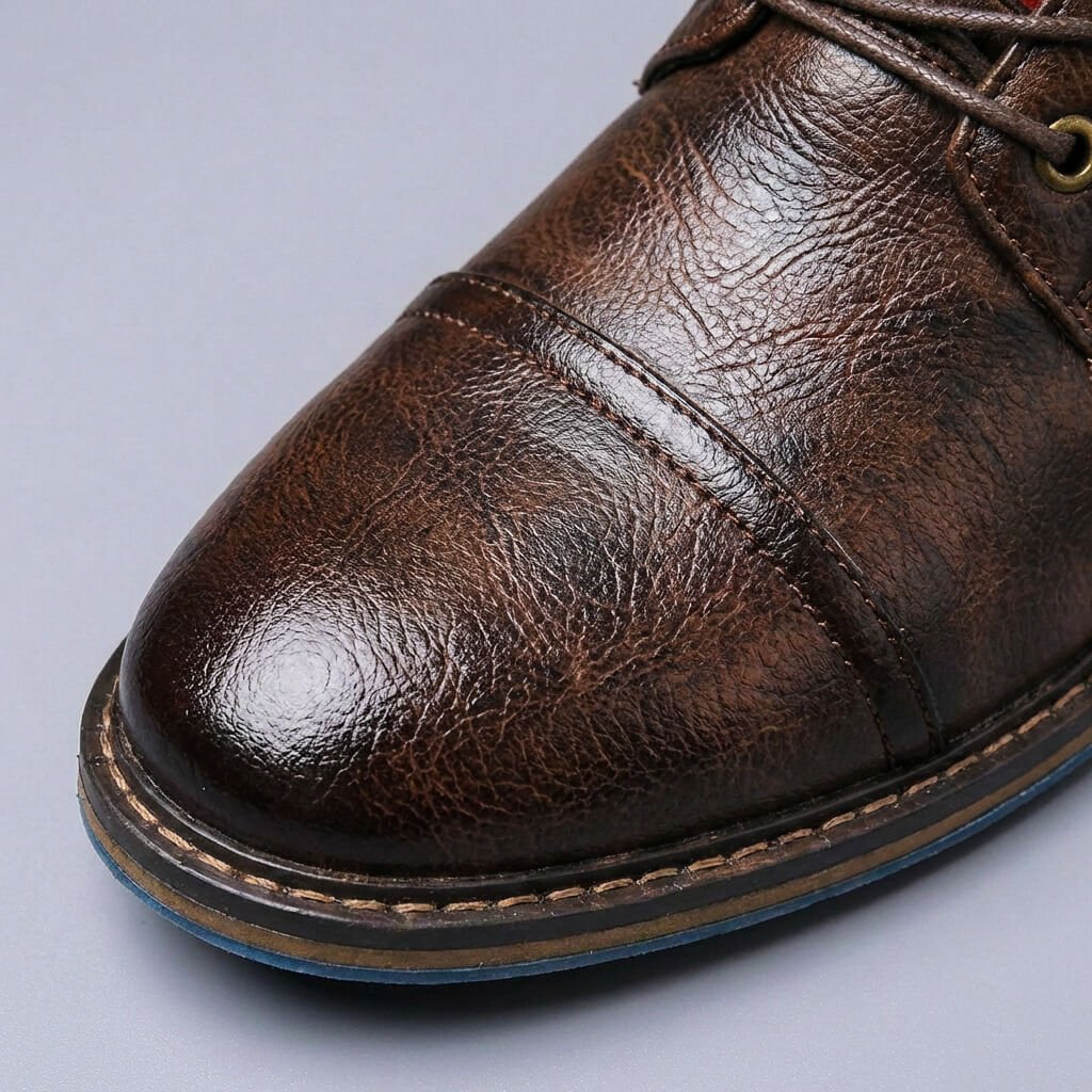 Męskie Botki z Prawdziwej Skóry – Sznurowane w Stylu Kostki do Smart Casual i Zimowego Użytkowania