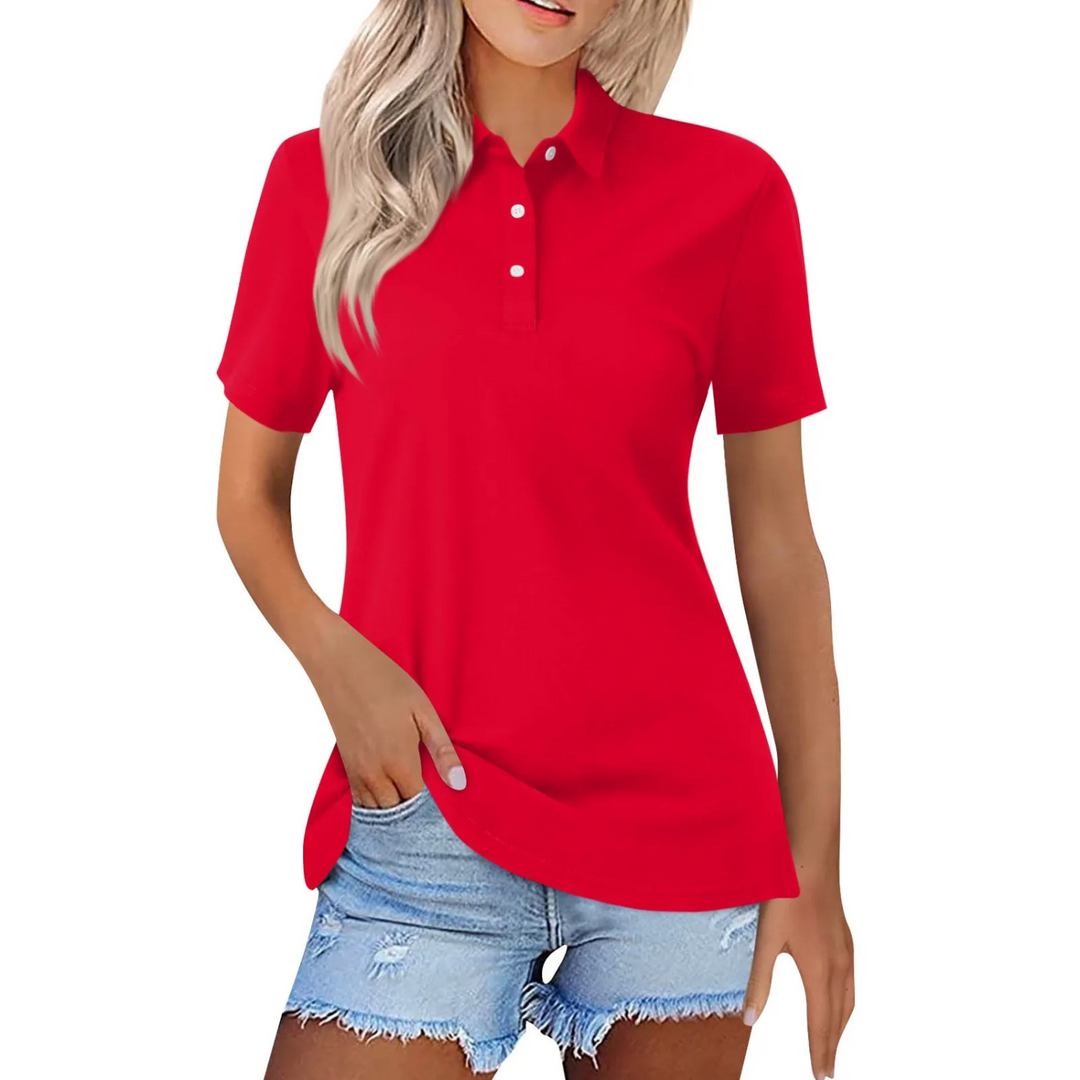 Kobiecą Klasyczną Koszulkę Polo Krótki Rękaw Minimalistyczna Codzienna Elegancka Góra