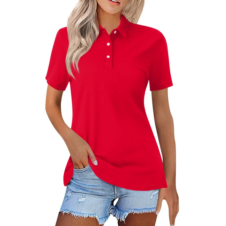 Kobiecą Klasyczną Koszulkę Polo Krótki Rękaw Minimalistyczna Codzienna Elegancka Góra