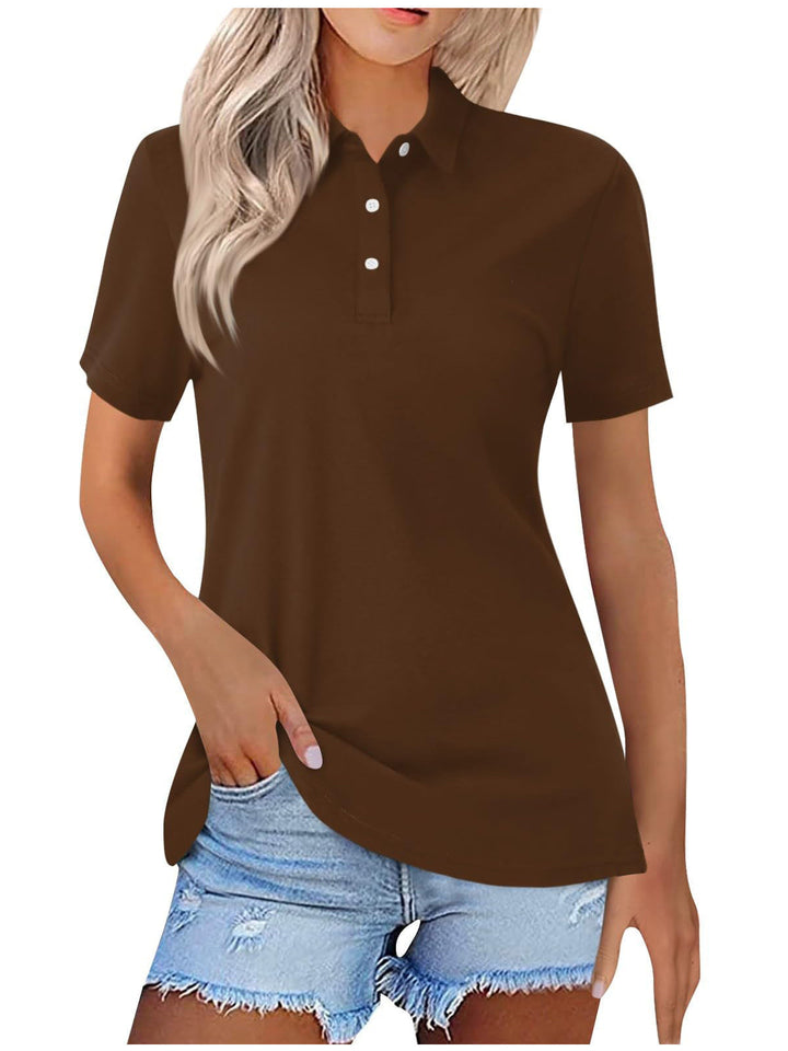 Kobiecą Klasyczną Koszulkę Polo Krótki Rękaw Minimalistyczna Codzienna Elegancka Góra