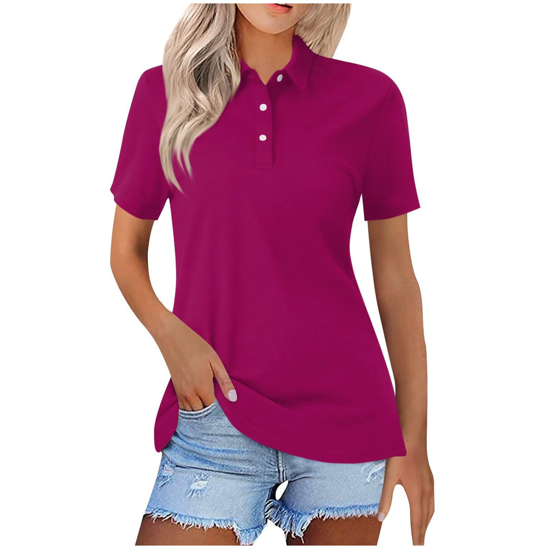 Kobiecą Klasyczną Koszulkę Polo Krótki Rękaw Minimalistyczna Codzienna Elegancka Góra